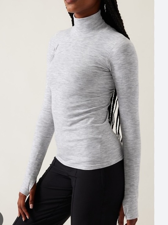 Athleta Tops - ATHLETA Foresthill Ascent Seamless Wool Blend Turtleneck 
Gray 
Size Large